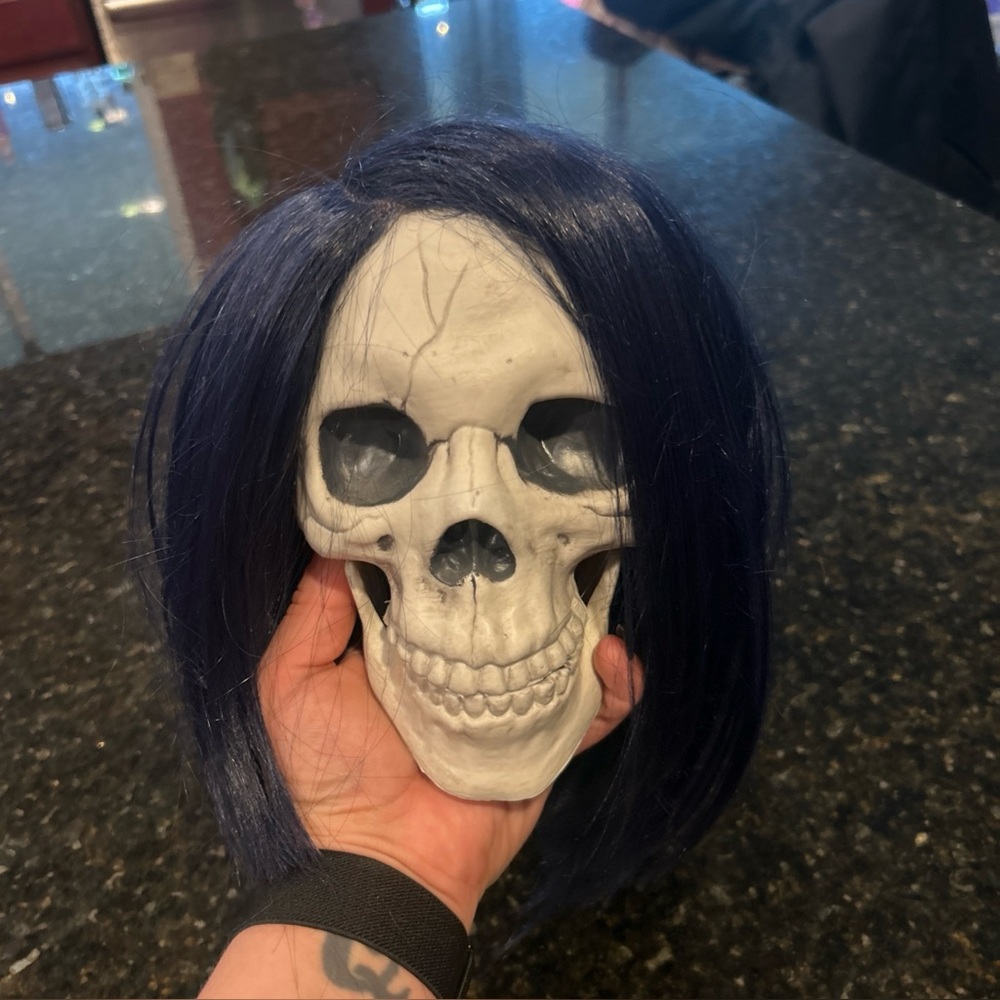 Dark blue asymmetrical wig
